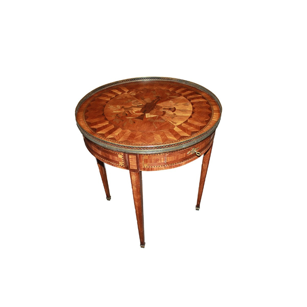 Small French Louis XVI Style Side Table With Rich Inlays – 19th Century