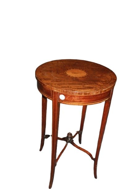 Petite table victorienne en acajou avec marqueterie – XIXe siècle-photo-3
