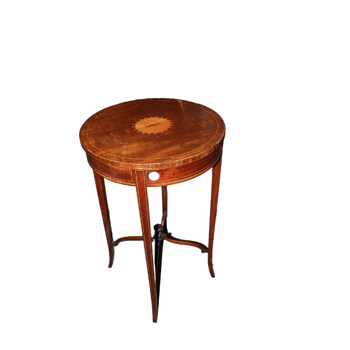 Petite table victorienne en acajou avec marqueterie – XIXe siècle