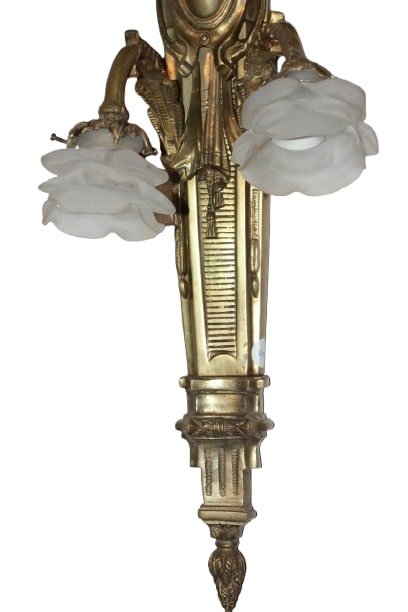 Pair Of Late 19th Century French Bronze Wall Sconces – Louis XVI Style-photo-4