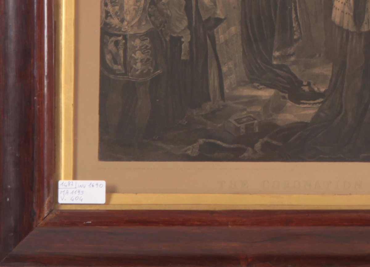 Print Representing The Coronation Of A Sovereign, With Mahogany Frame-photo-2