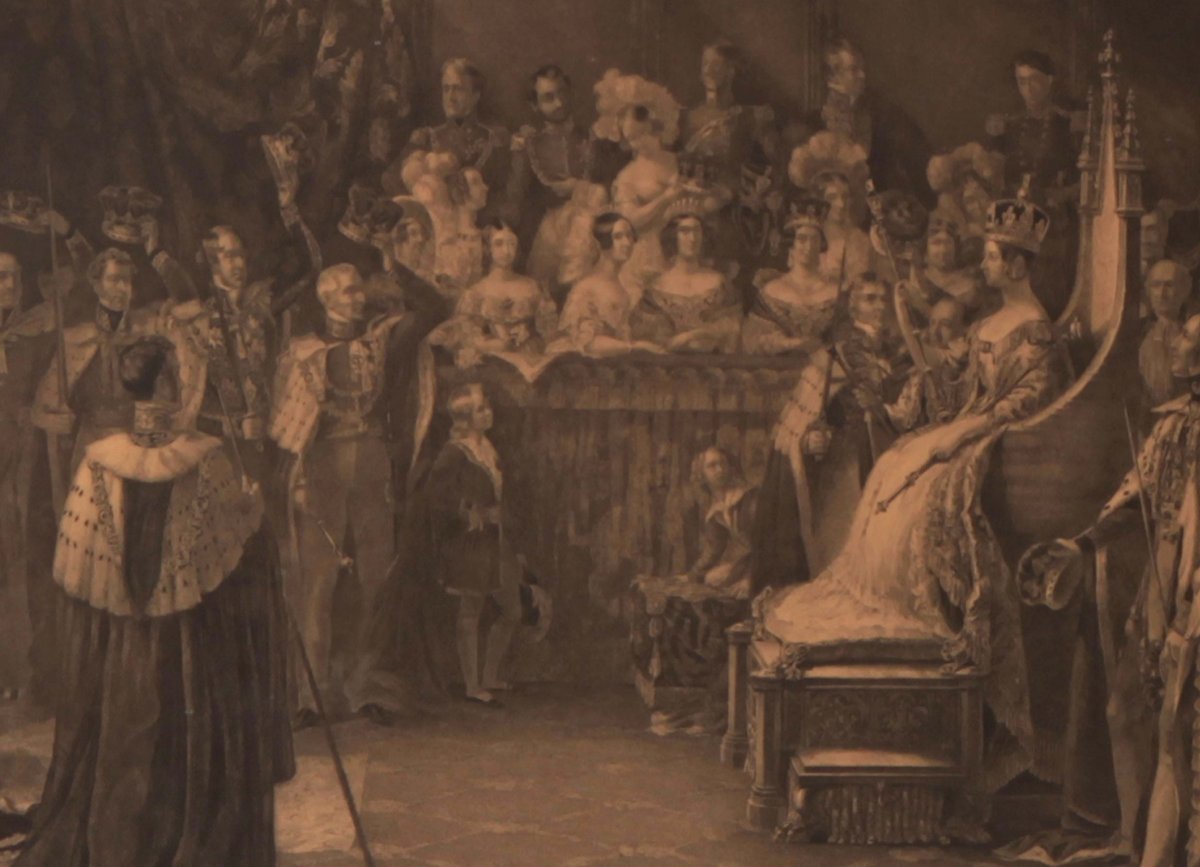 Print Representing The Coronation Of A Sovereign, With Mahogany Frame-photo-3