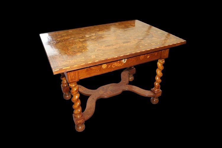 Rectangular Coffee Table, Dutch From The Late 1700s, In Walnut. It Has 1 Drawer Under The Top, -photo-2