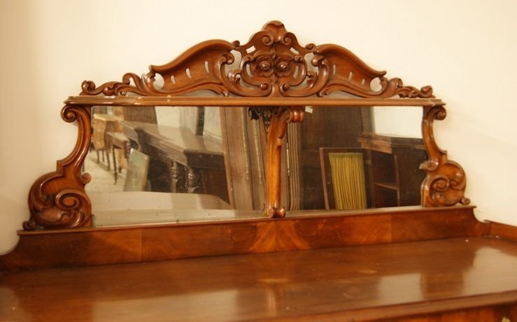 High Sideboard, Northern Europe From The Mid 1800s, Biedermeier Style In Mahogany Feather-photo-3