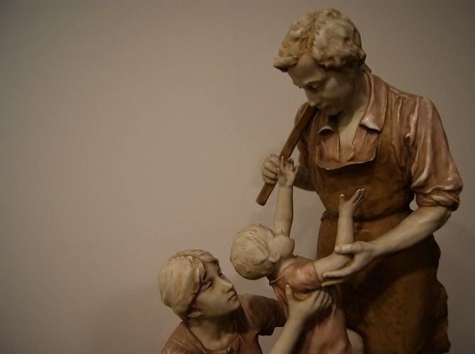 Biscuit Porcelain Sculpture From The Late 1800s Royal Manufacture Dux Bohemia Titled Pax And La-photo-3