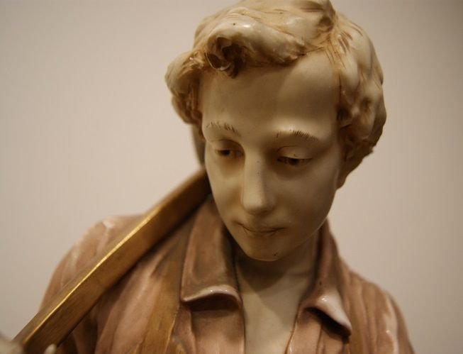 Biscuit Porcelain Sculpture From The Late 1800s Royal Manufacture Dux Bohemia Titled Pax And La-photo-1