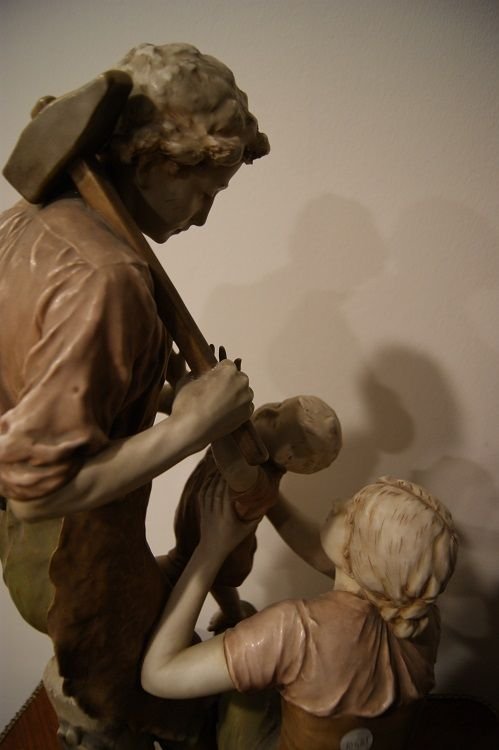 Biscuit Porcelain Sculpture From The Late 1800s Royal Manufacture Dux Bohemia Titled Pax And La-photo-2