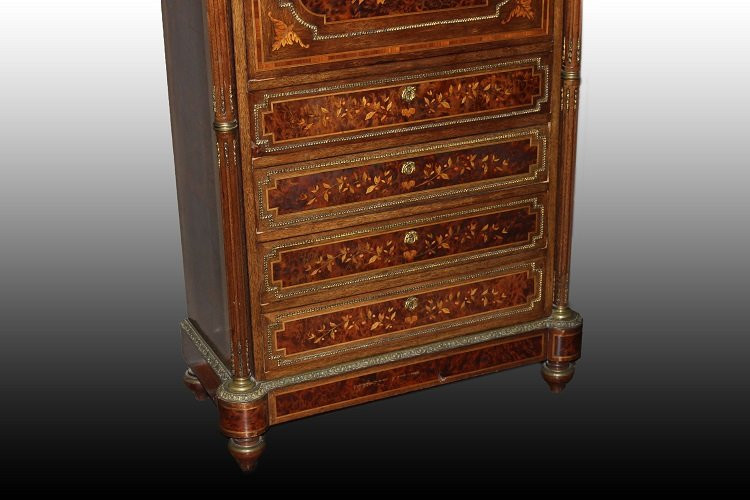 Beautiful French Secretaire From The Second Half Of The 1800s, Napoleonic III Style, Made Of Ma-photo-3