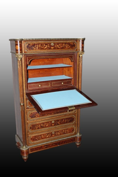 Beautiful French Secretaire From The Second Half Of The 1800s, Napoleonic III Style, Made Of Ma-photo-4