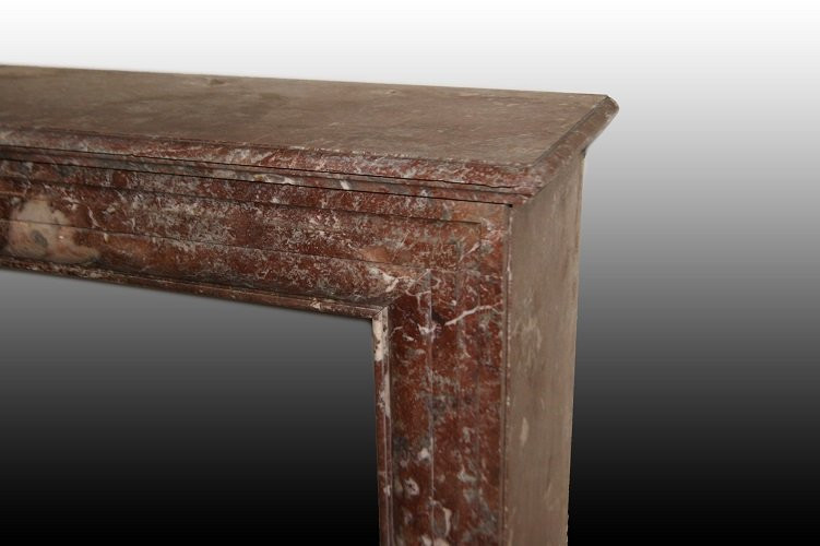 Small French Fireplace From The Second Half Of The 1800s, In The Empire Style, Made Of Red Fren-photo-3