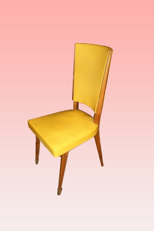 Table Italienne De Style Art Déco Avec Un Ensemble De 6 Chaises Rembourrées En Similicuir-photo-3