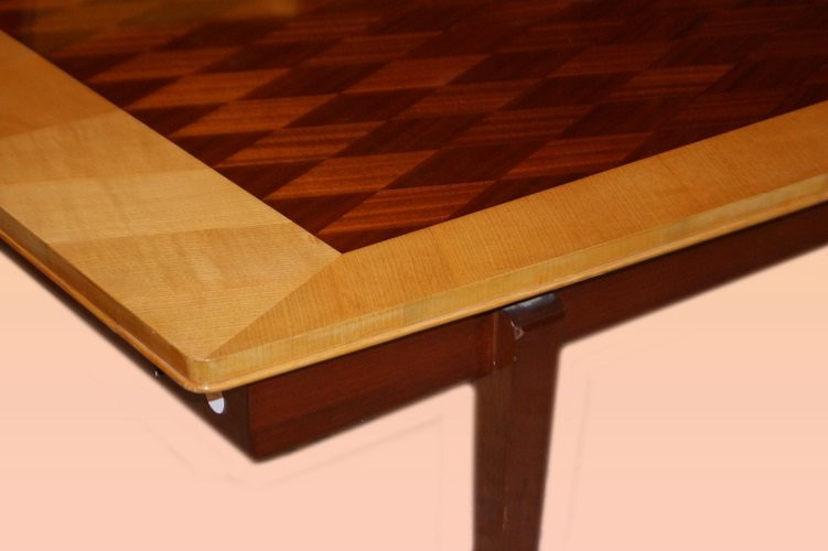 Table Italienne De Style Art Déco Avec Un Ensemble De 6 Chaises Rembourrées En Similicuir-photo-1