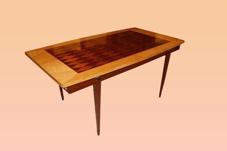 Table Italienne De Style Art Déco Avec Un Ensemble De 6 Chaises Rembourrées En Similicuir