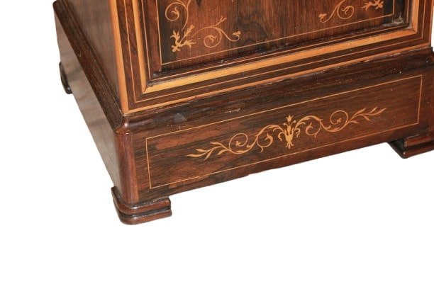 French Charles X Style Bedside Table With Marble Top And Inlays – 19th Century-photo-4