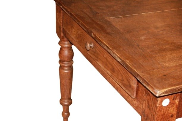 Large Rustic French Cherry Wood Table – Mid-19th Century-photo-2