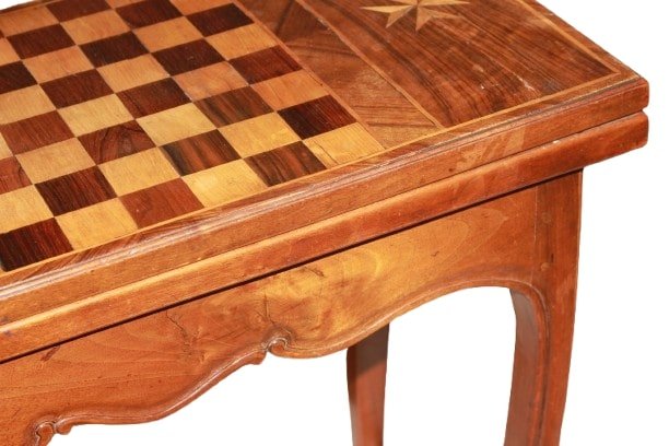 French Louis XV Style Walnut Card Table With Inlaid Chessboard – 19th Century-photo-4