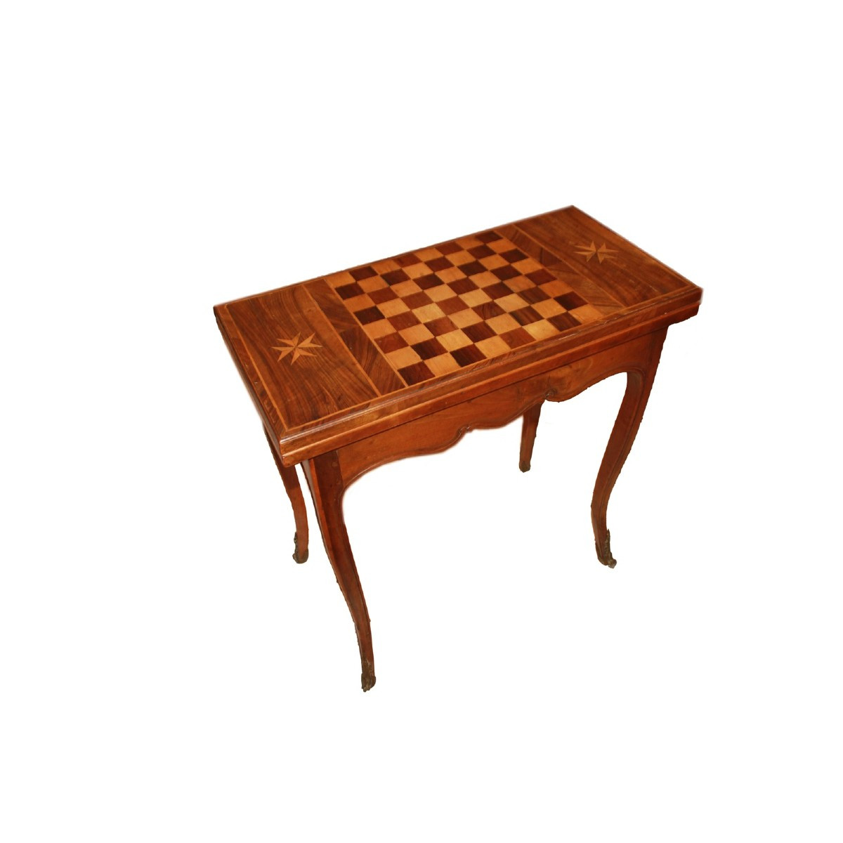 French Louis XV Style Walnut Card Table With Inlaid Chessboard – 19th Century