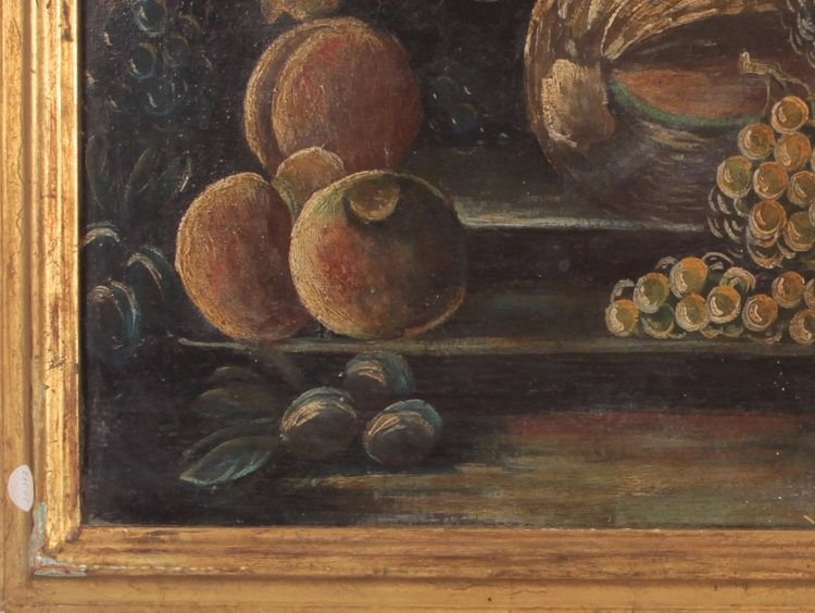 Pair Of Italian Oils On Canvas From The Early 1800s, Depicting Still Life With Coastal Landscap-photo-2