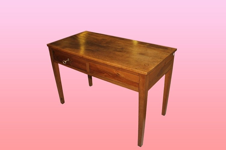 Bureau Italien De La Seconde Moitié Du XVIIIe Siècle 1700 En Bois De Noyer-photo-2