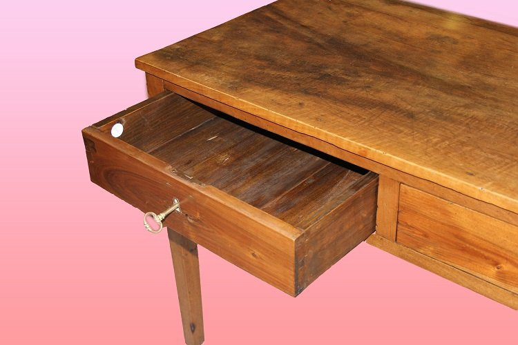 Bureau Italien De La Seconde Moitié Du XVIIIe Siècle 1700 En Bois De Noyer-photo-3