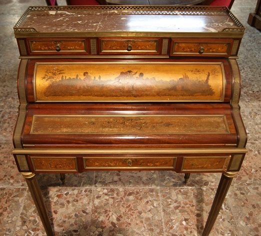 Bureau Français à Enroulement, En Acajou, Du Milieu Des Années 1800 De Style Louis XVI Avec Des-photo-2