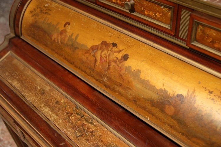 Bureau Français à Enroulement, En Acajou, Du Milieu Des Années 1800 De Style Louis XVI Avec Des-photo-3