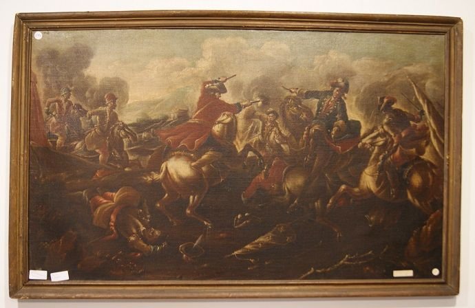 Pair Of Italian Oils On Canvas From The Second Half Of 1600 Depicting Battaglia-photo-2