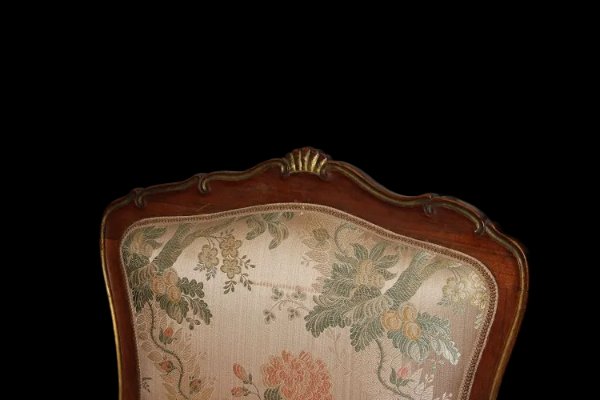 Pair Of French Armchairs From The Second Half Of The 1800s, Louis XV Style, In Cherry Wood-photo-3