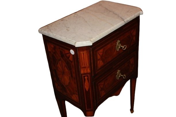 Chevet français en noyer – Style Louis XVI – Fin XVIIIe siècle avec marbre-photo-3