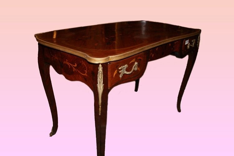 French Desk From The Second Half Of The 1800s, Louis XV Style, In Violet Wood-photo-3