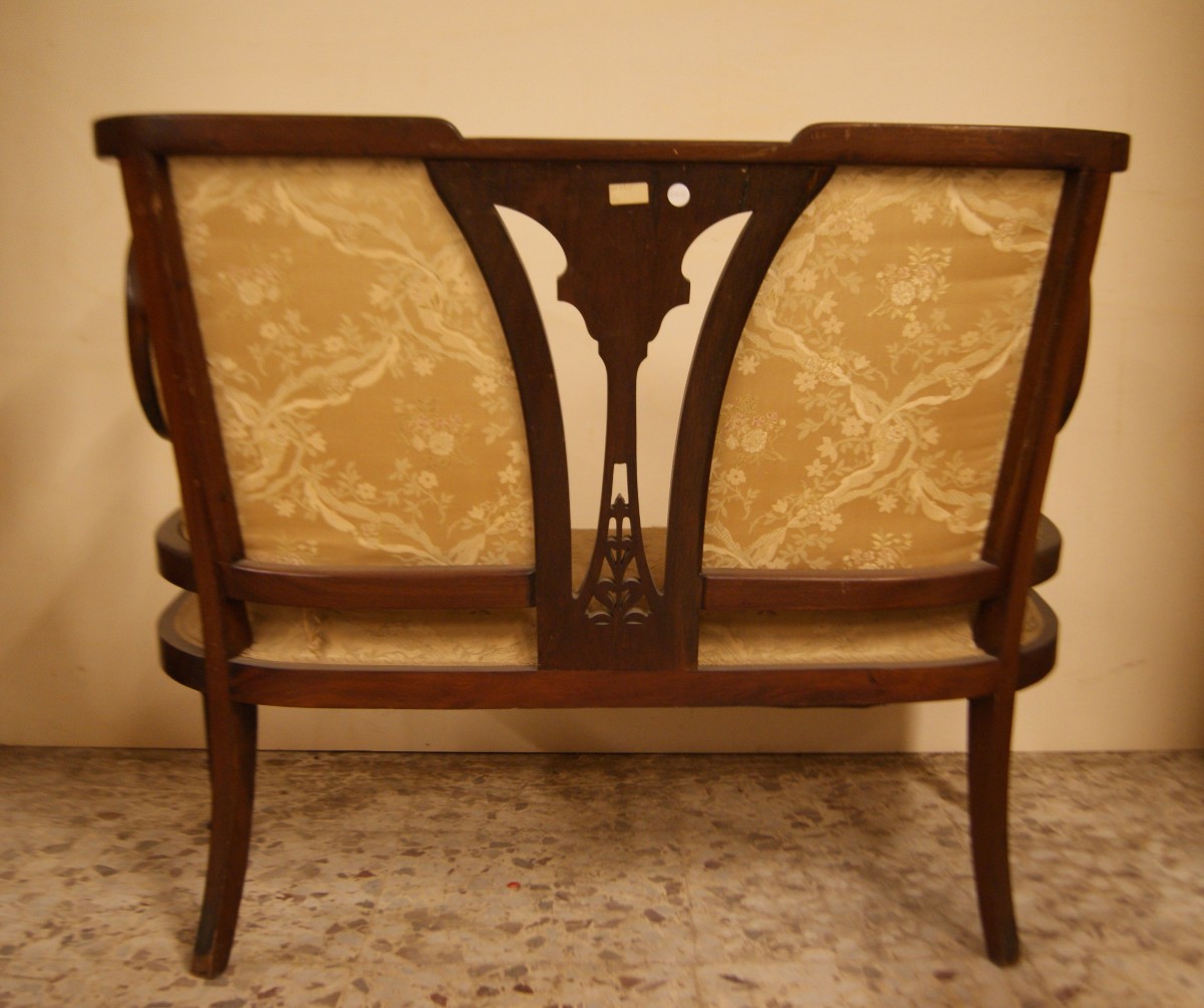 English Loveseat From The Second Half Of The 19th Century, Victorian Style, Made Of Mahogany Wo-photo-1