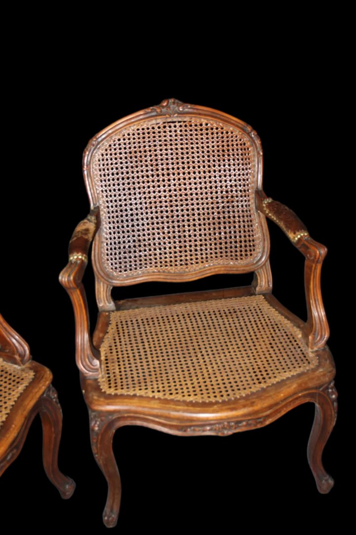 Paire De Fauteuils Français Du XIXe Siècle En Paille-photo-2