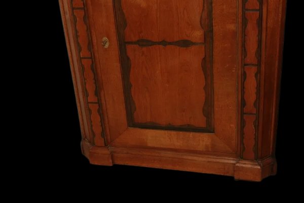 Large Italian Corner Cupboard From The Second Half Of The 1800s, Made Of Oak Wood With 3 Doors -photo-4