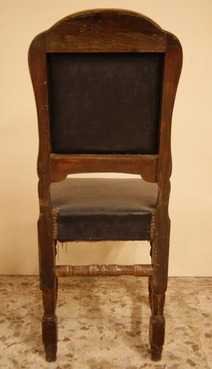 Groupe De 4 Chaises à Bobines Rustiques Italiennes Des Années 1700 En Bois De Noyer  Auberge-photo-4