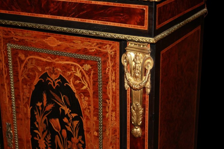 Cabinet De Style Louis XVI De 1800 En Ronce Et ébène-photo-2
