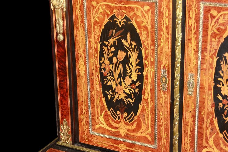 Cabinet De Style Louis XVI De 1800 En Ronce Et ébène-photo-3