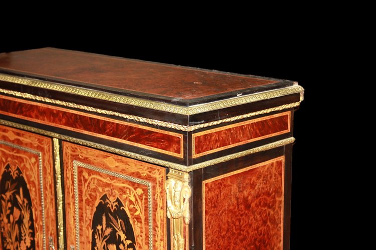 Cabinet De Style Louis XVI De 1800 En Ronce Et ébène-photo-3
