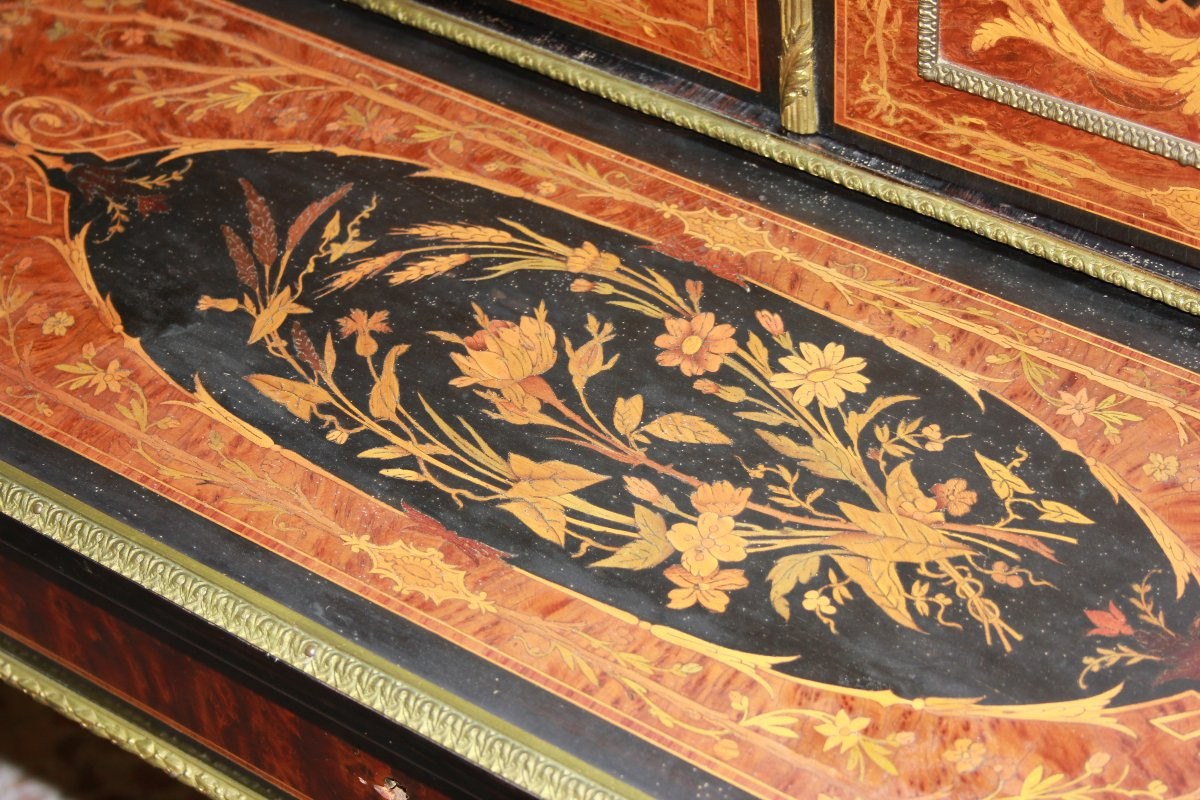 Cabinet De Style Louis XVI De 1800 En Ronce Et ébène-photo-8