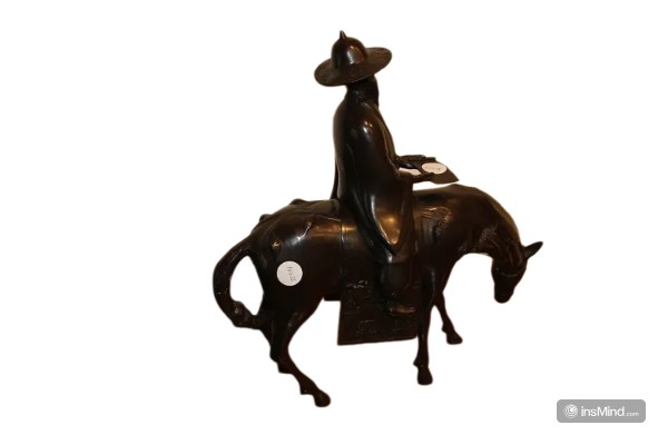 Sculpture Française Représentant Un Sage Paysan Oriental à Cheval Du XIXe Siècle-photo-1