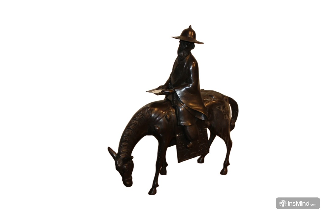 Sculpture Française Représentant Un Sage Paysan Oriental à Cheval Du XIXe Siècle