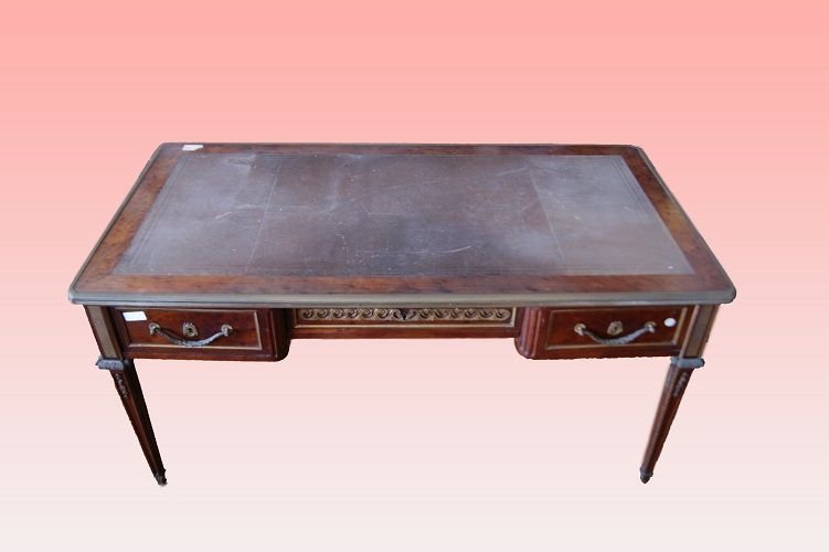 French Desk From The Early 1800s, Louis XVI Style, In Burl Maple Crafted Using The Technique-photo-2