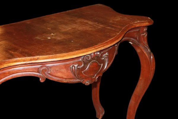Console De Style Louis-philippe italienne Du Milieu Du XIXe Siècle En Bois De Noyer-photo-1