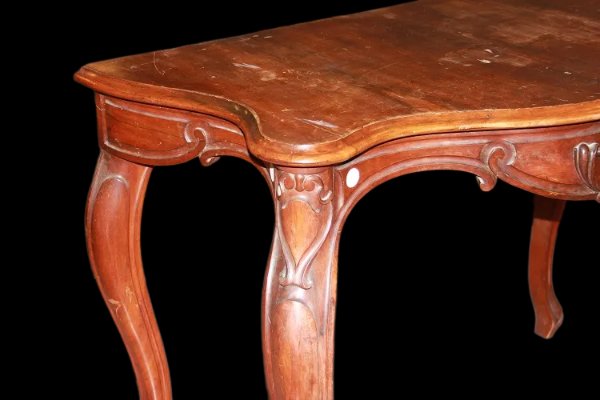 Console De Style Louis-philippe italienne Du Milieu Du XIXe Siècle En Bois De Noyer-photo-2