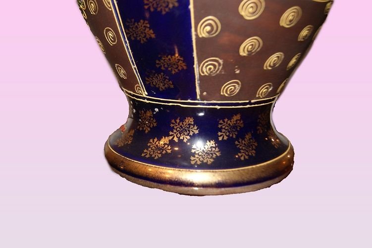 Pair Of Large, Richly Decorated Japanese Satsuma Vases From The Mid-1800s. Manufacturing Mark O-photo-2