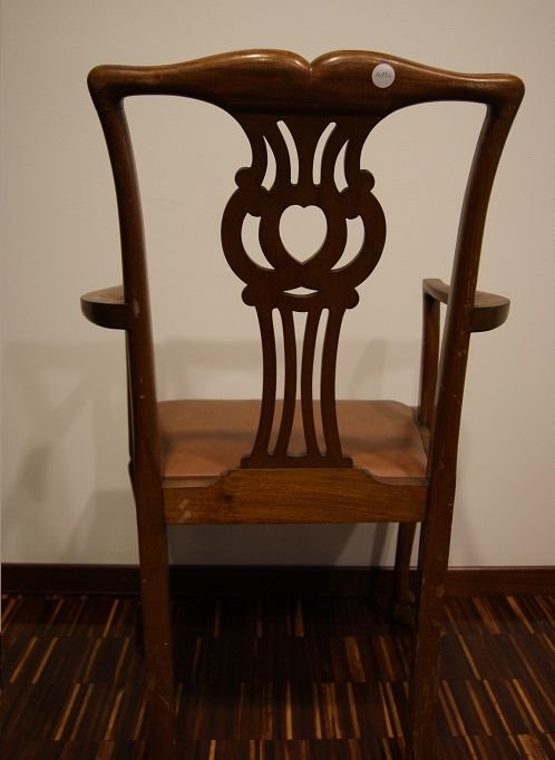 Groupe De 2 Chaises fauteuils De Maître Style Chippendale Du Début Des Années 1900-photo-5