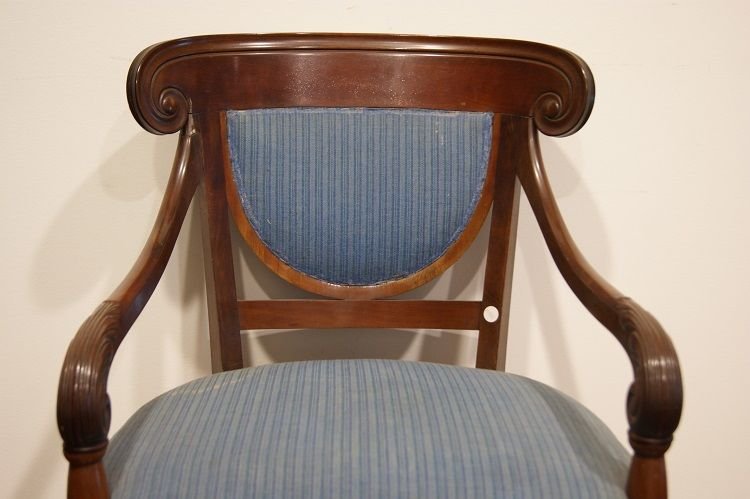 French Desk Chair From The Mid-1800s, In The Directoire Style, Made Of Solid Mahogany-photo-3