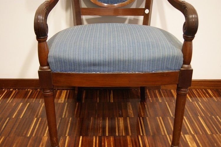 French Desk Chair From The Mid-1800s, In The Directoire Style, Made Of Solid Mahogany-photo-4