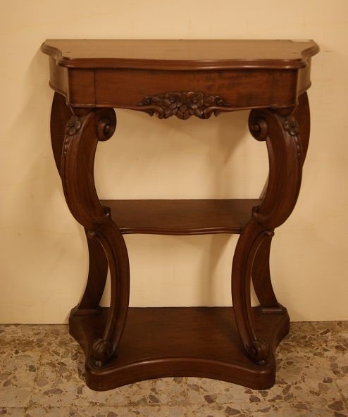 Petite Console De Style Louis-philippe En Bois d'Acajou Du 19e Siècle-photo-2
