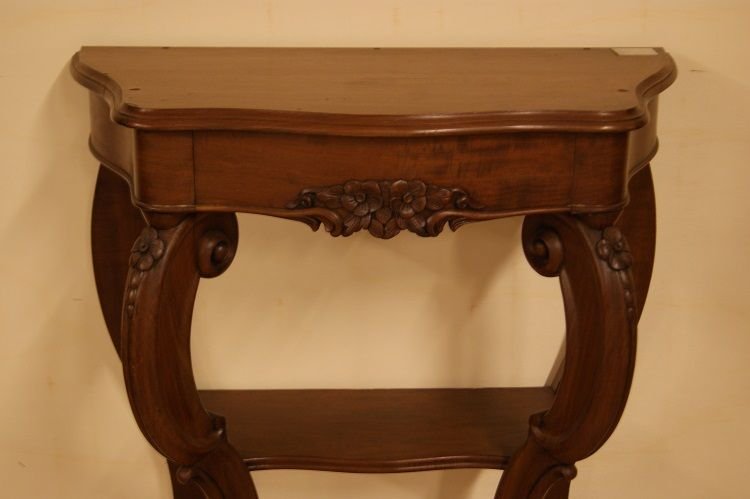 Petite Console De Style Louis-philippe En Bois d'Acajou Du 19e Siècle-photo-3
