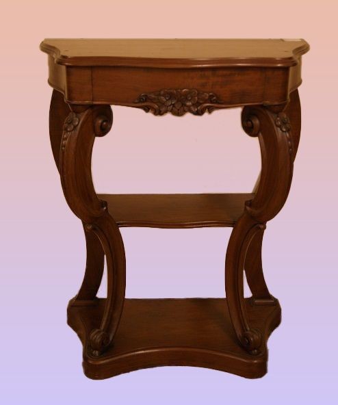 Petite Console De Style Louis-philippe En Bois d'Acajou Du 19e Siècle